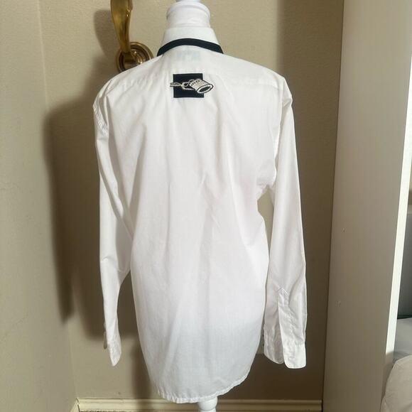 SCRAMBLE USA Unique Movie Theater Shirt. Black & White Studs on collar/shoulder - Picture 2 of 10